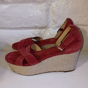 Michael Kors Desiree Red Suede Espadrille Wedges